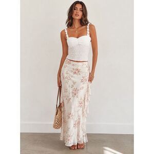 Princess Polly Franca Eyelet Rosette Strap Tank Top In White Size 4